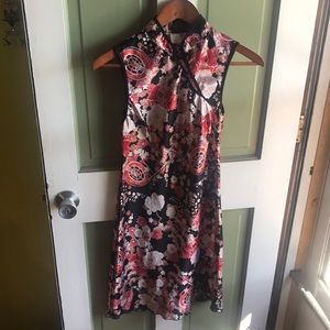 Gorgeous floral satin mandarin neck vintage Koji Yohji dress